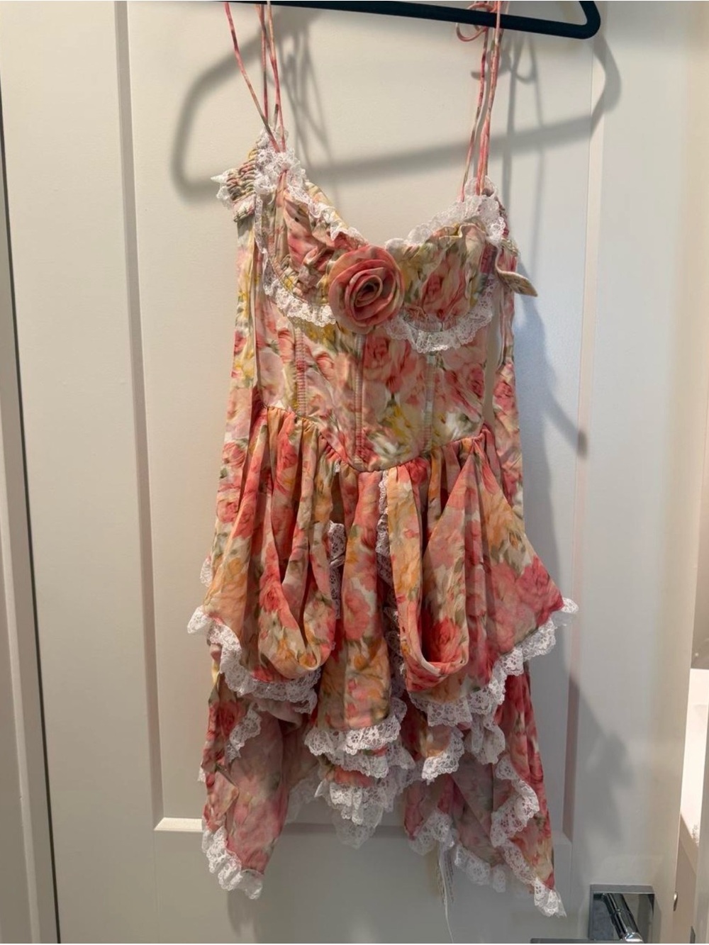 For Love & Lemons Pink Floral High-Low Corset Dress - Picture 3 of 3